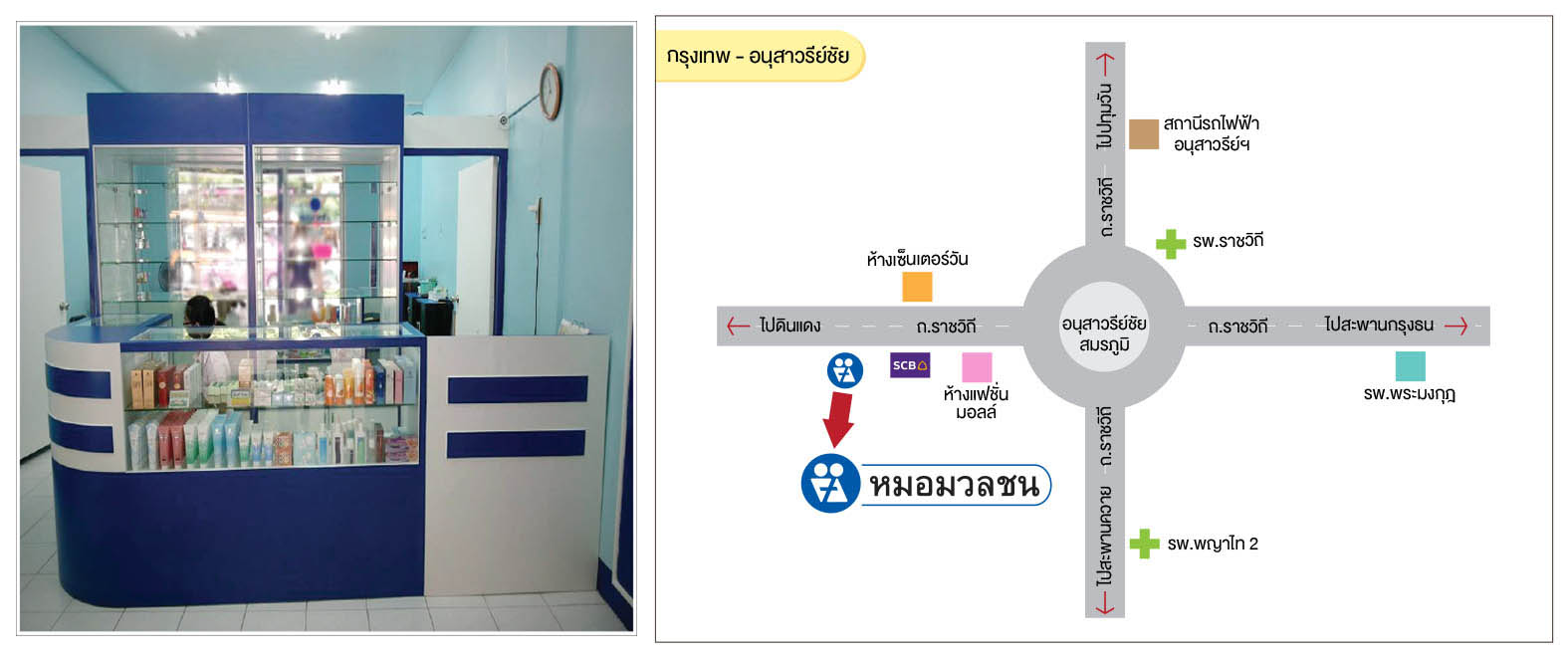 ศูนย์บริการผลิตภัณฑ์หมอมวลชน กรุงเทพ - อนุสาวรีย์ชัยฯ